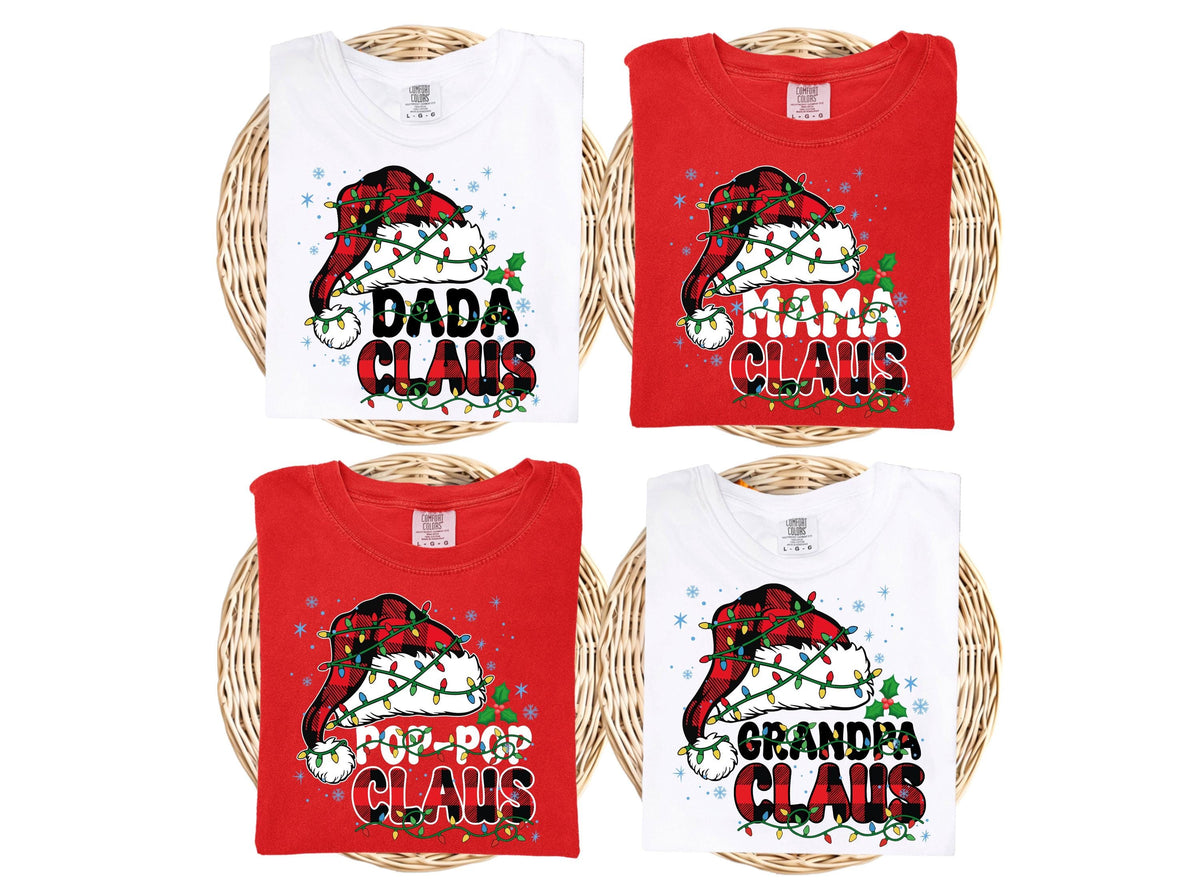 Comfort Colors® Custom Christmas Claus Shirts, Custom Family Matching Xmas Tees, Christmas Lights Shirt, Christmas Crew Long Sleeve Shirt