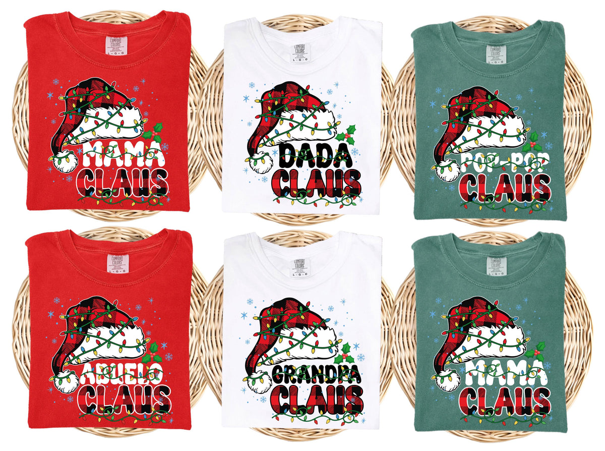 Comfort Colors® Custom Christmas Claus Shirts, Custom Family Matching Xmas Tees, Christmas Lights Shirt, Christmas Crew Long Sleeve Shirt