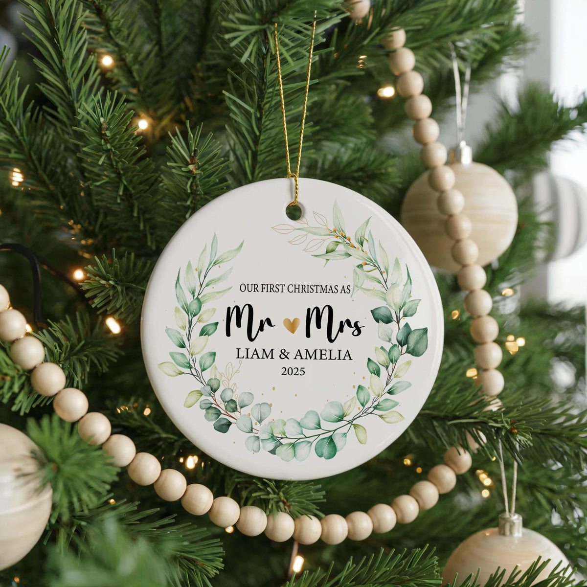 Personalized Our First Christmas Ornament, Newlywed Keepsake