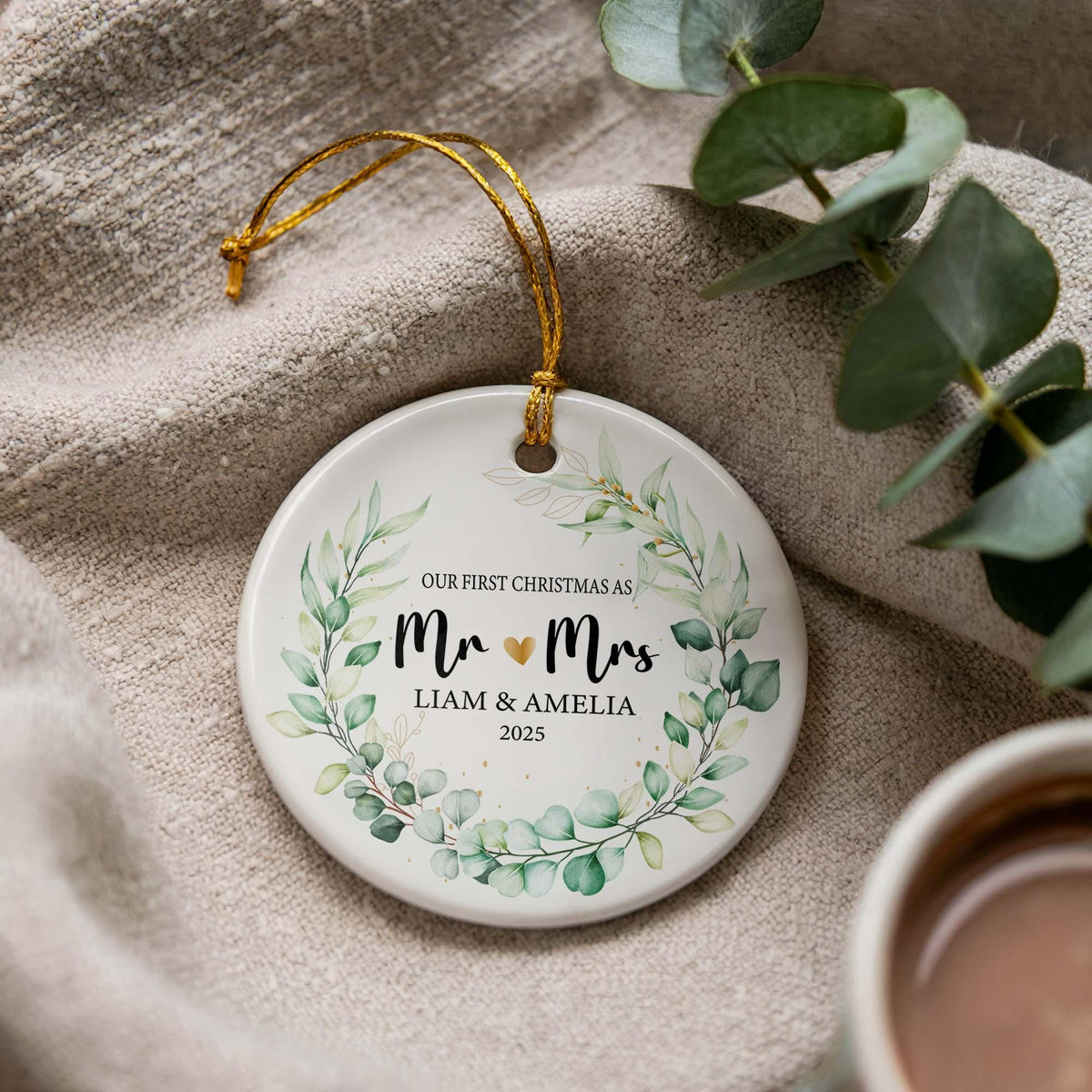 Personalized Our First Christmas Ornament, Newlywed Keepsake