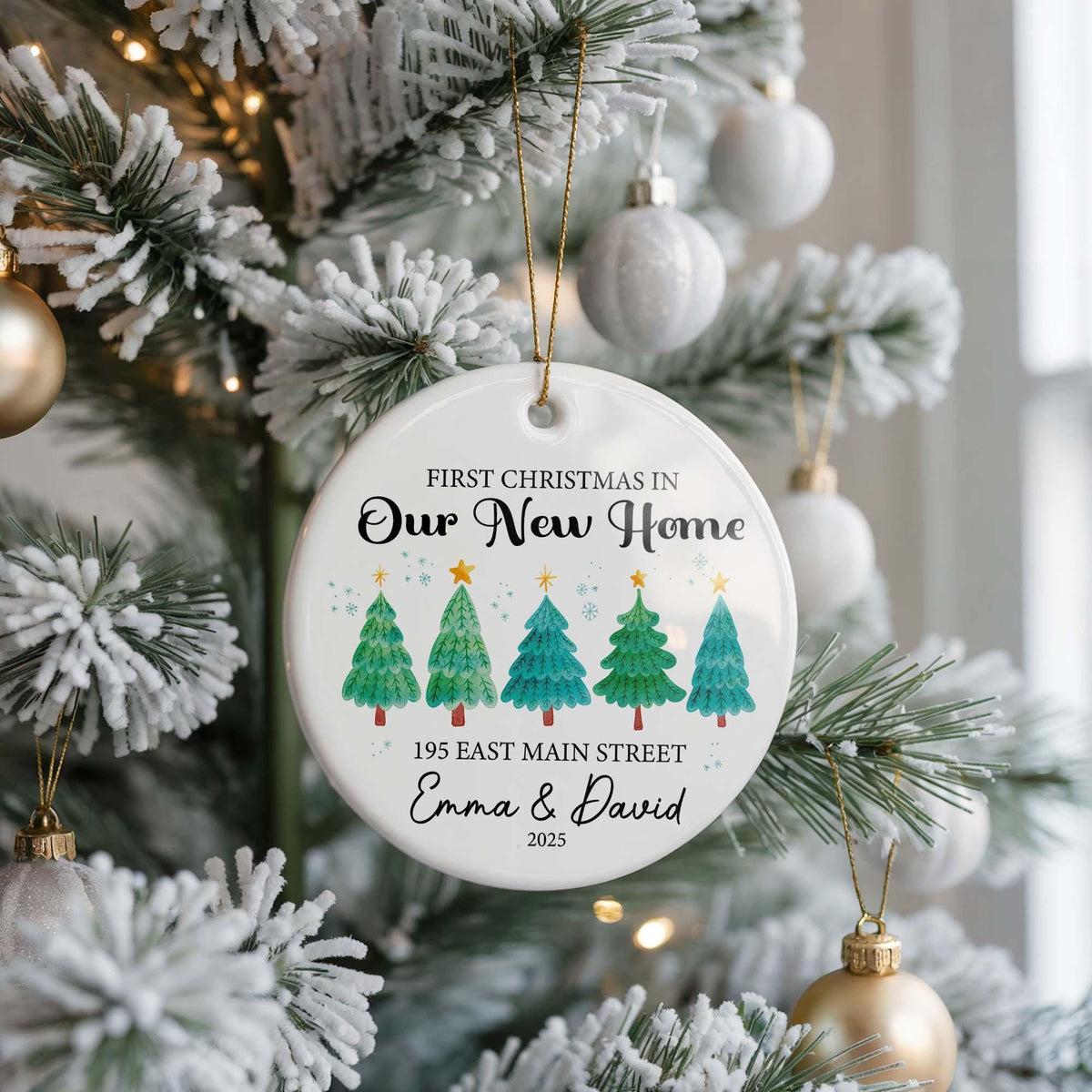 Personalized First Christmas In New Home Ornament, Ceramic Keepsake