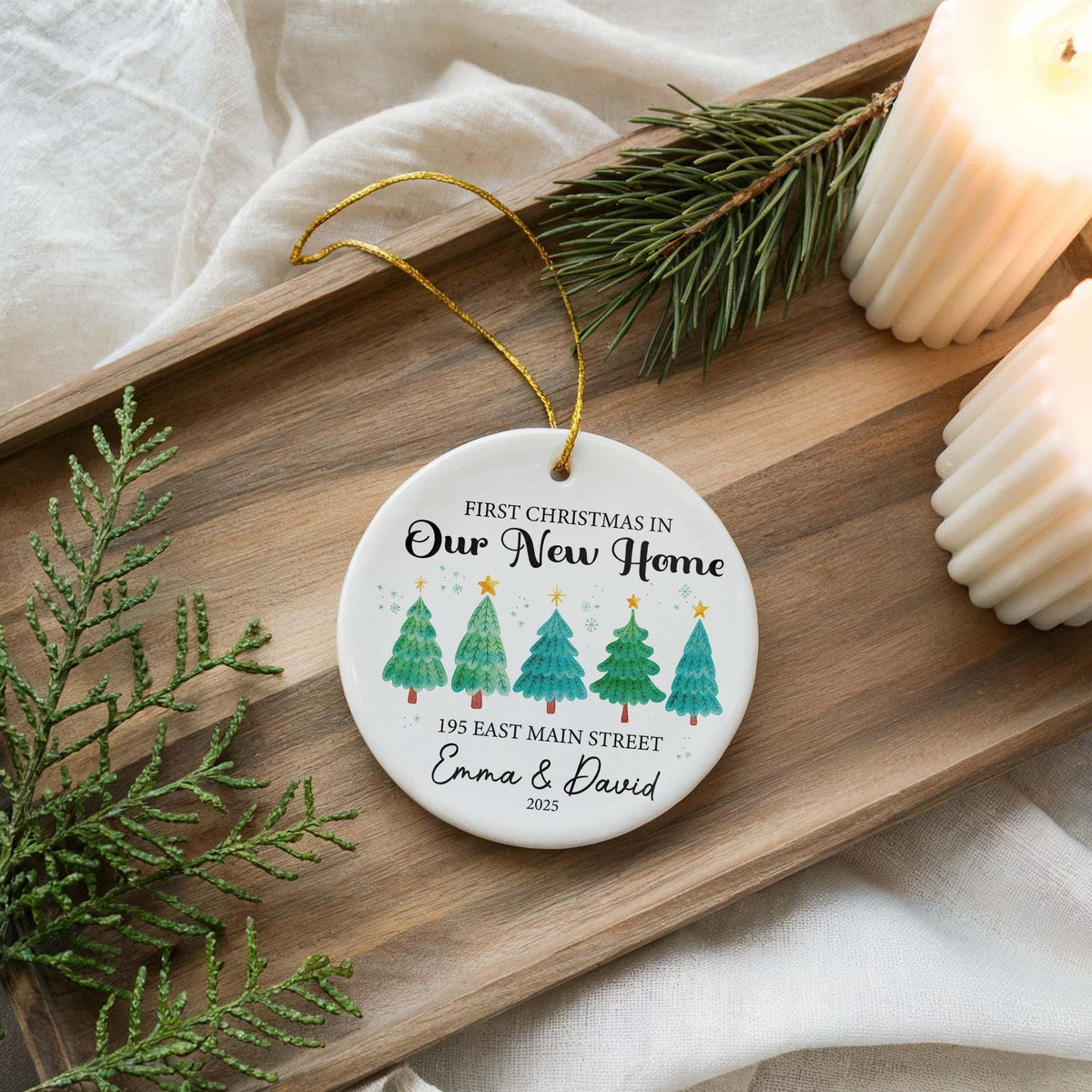 Personalized First Christmas In New Home Ornament, Ceramic Keepsake