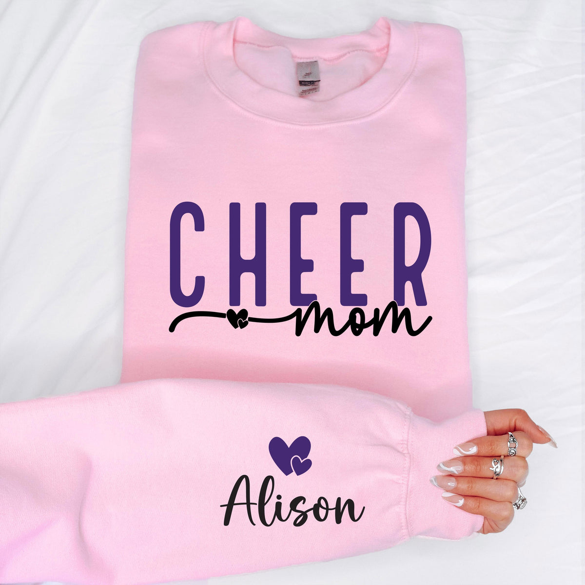 Personalized Cheer Shirt, Mom with Kids Name Sweater, Cheerleading Mama Tee