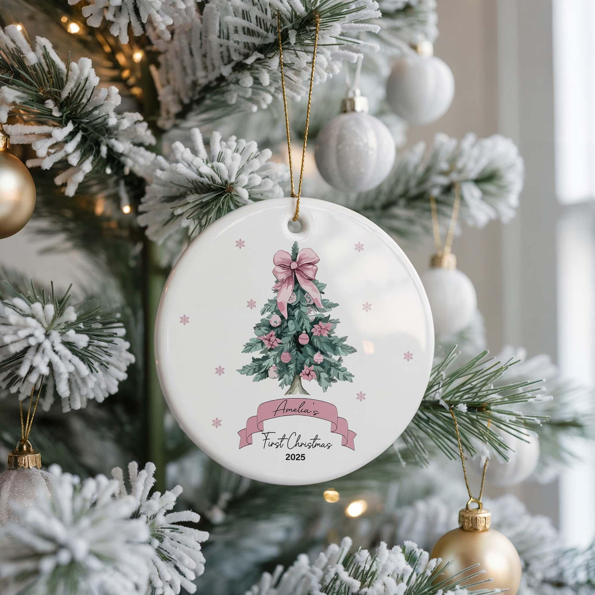 Personalized Baby's First Christmas Ceramic Ornament, Newborn Keepsake