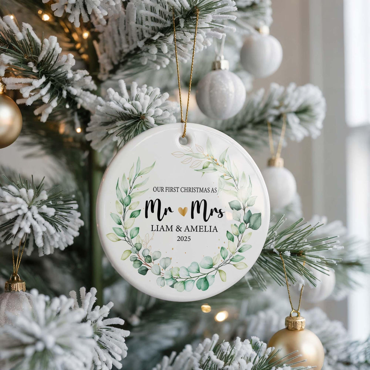 Personalized Our First Christmas Ornament, Newlywed Keepsake
