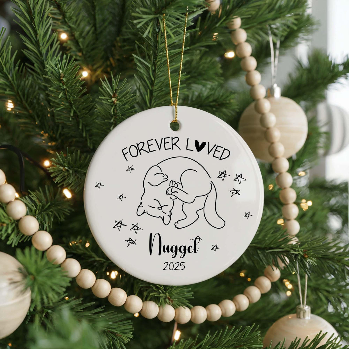 Personalized Cat Memorial Ornament, Forever Loved Ceramic Keepsake