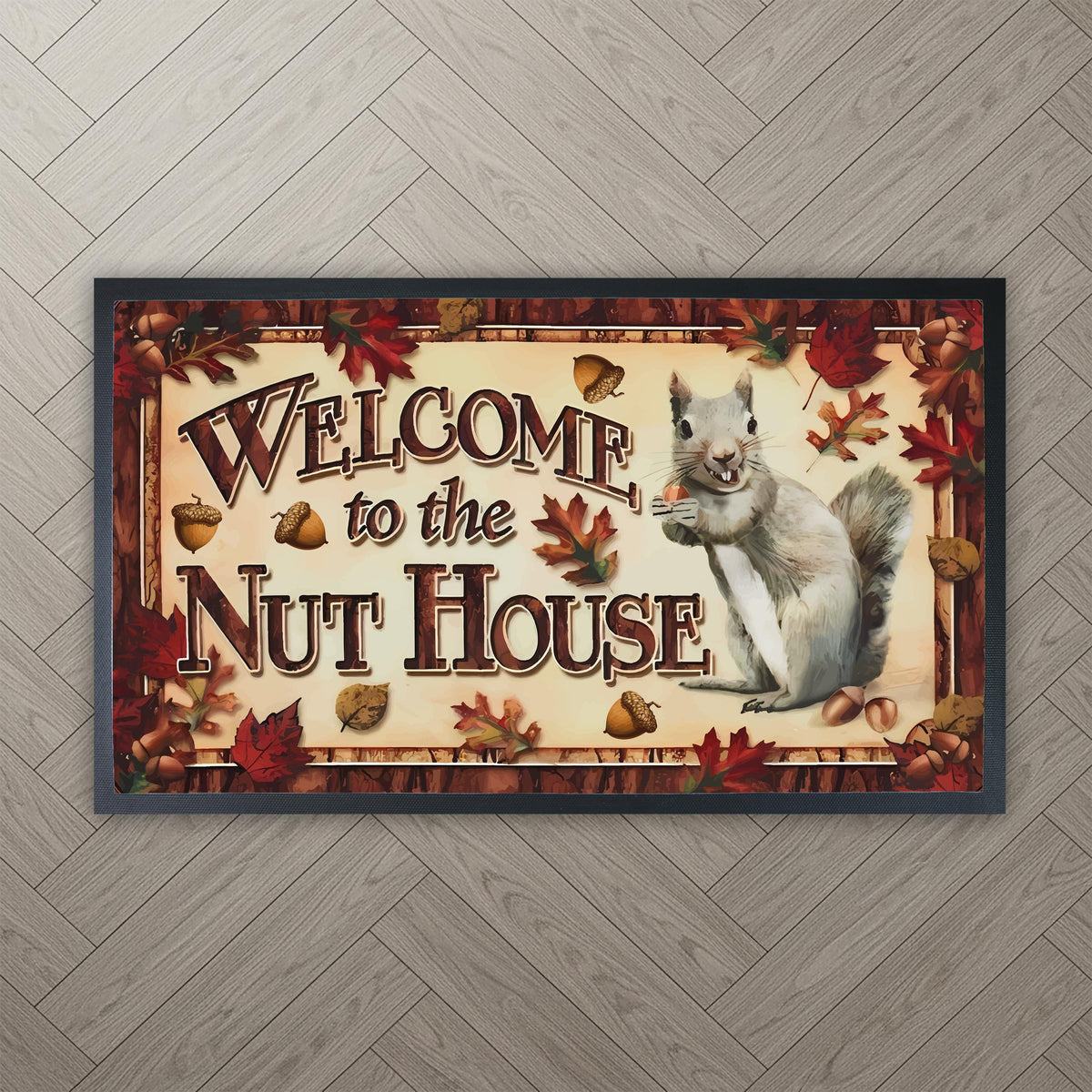 Welcome to the Nut House Doormat, Funny Squirrel Door Mat, Nut House Entryway Rug