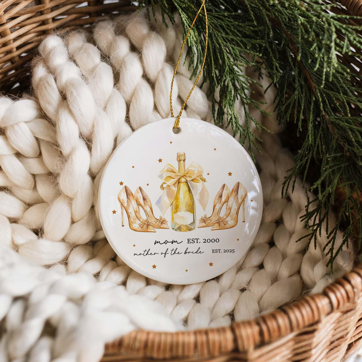 Mother of the Bride Christmas Ornament, Customized Wedding Ornament, Custom Mom Wedding Gift