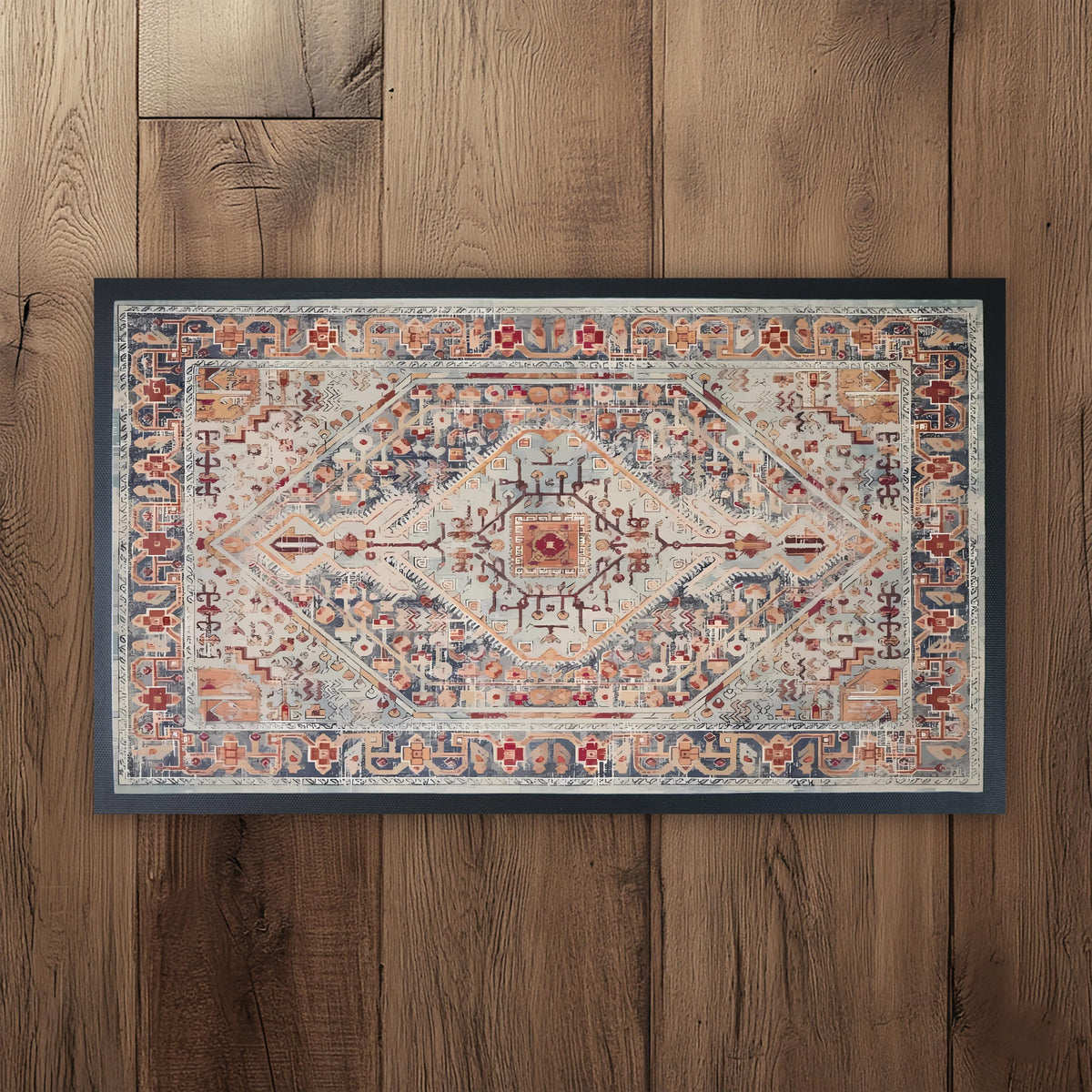 Bohemian Pattern Welcome Doormat, Vintage Style Geometric Door Mat, Turkish Rug Motif Mat
