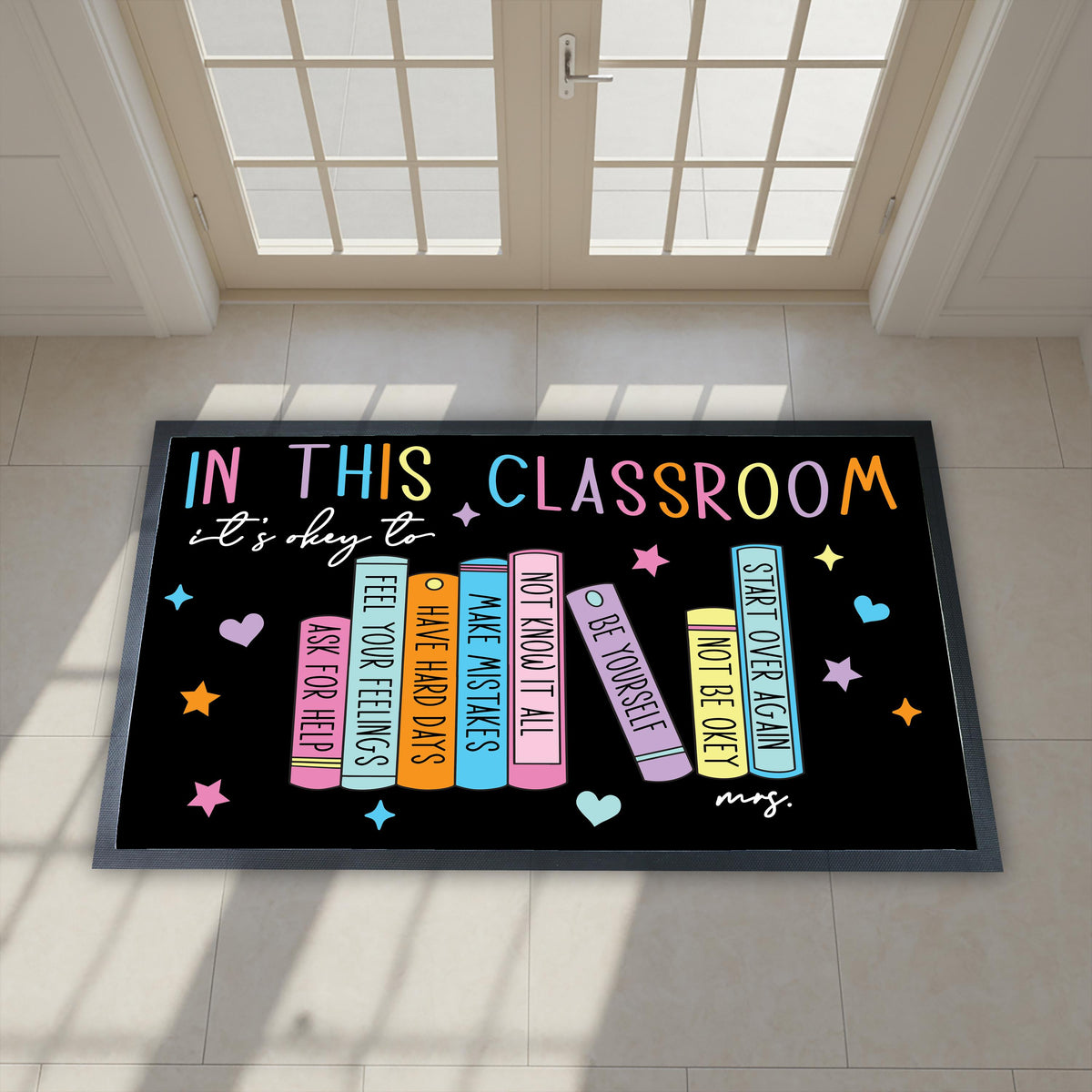In This Classroom It's Okay To Doormat, Custom Teacher Name Welcome Mat