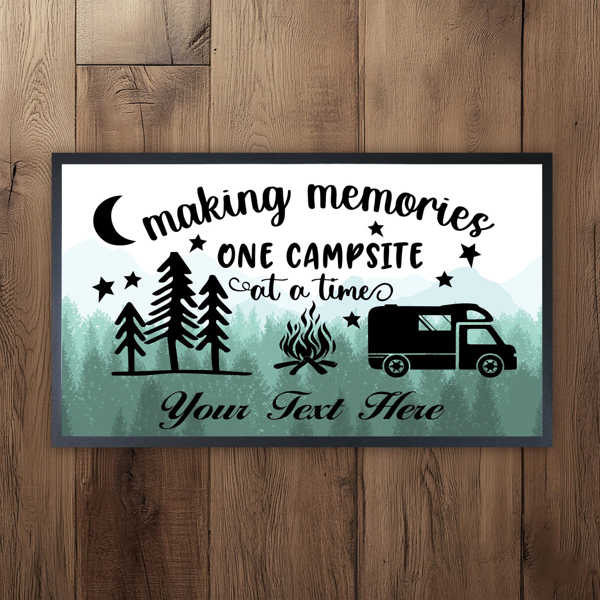 Personalized Camping Doormat, Custom RV Welcome Mat, Campsite Decor Rug