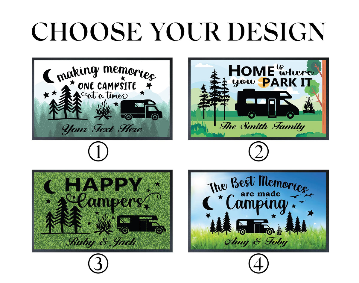 Personalized Camping Doormat, Custom RV Welcome Mat, Campsite Decor Rug