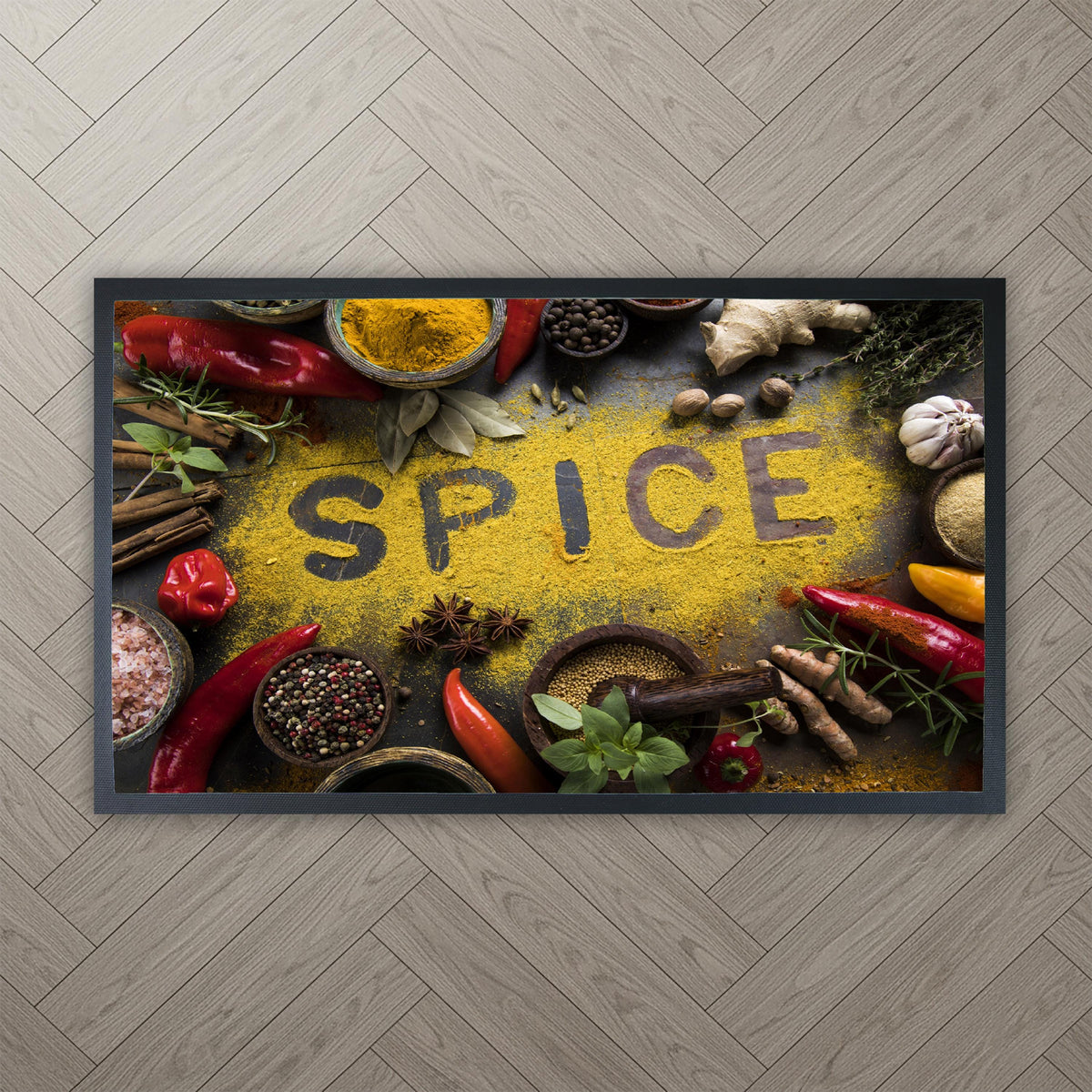 Spice Kitchen Rug, Farmhouse Non-Slip Floor Mat, Minimalist Cooking Decor