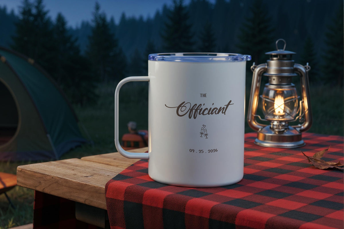 Personalized The Officiant Proposal Steel Mug, Outdoor Wedding Officiant Thank You Gift