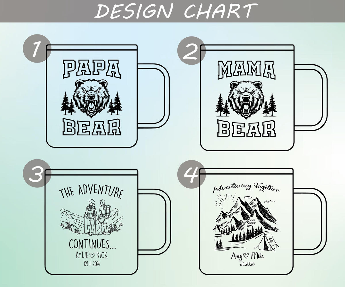 Personalized Family Camping Mug, Custom Couple Hiking Gift, Adventure Travel Mugs