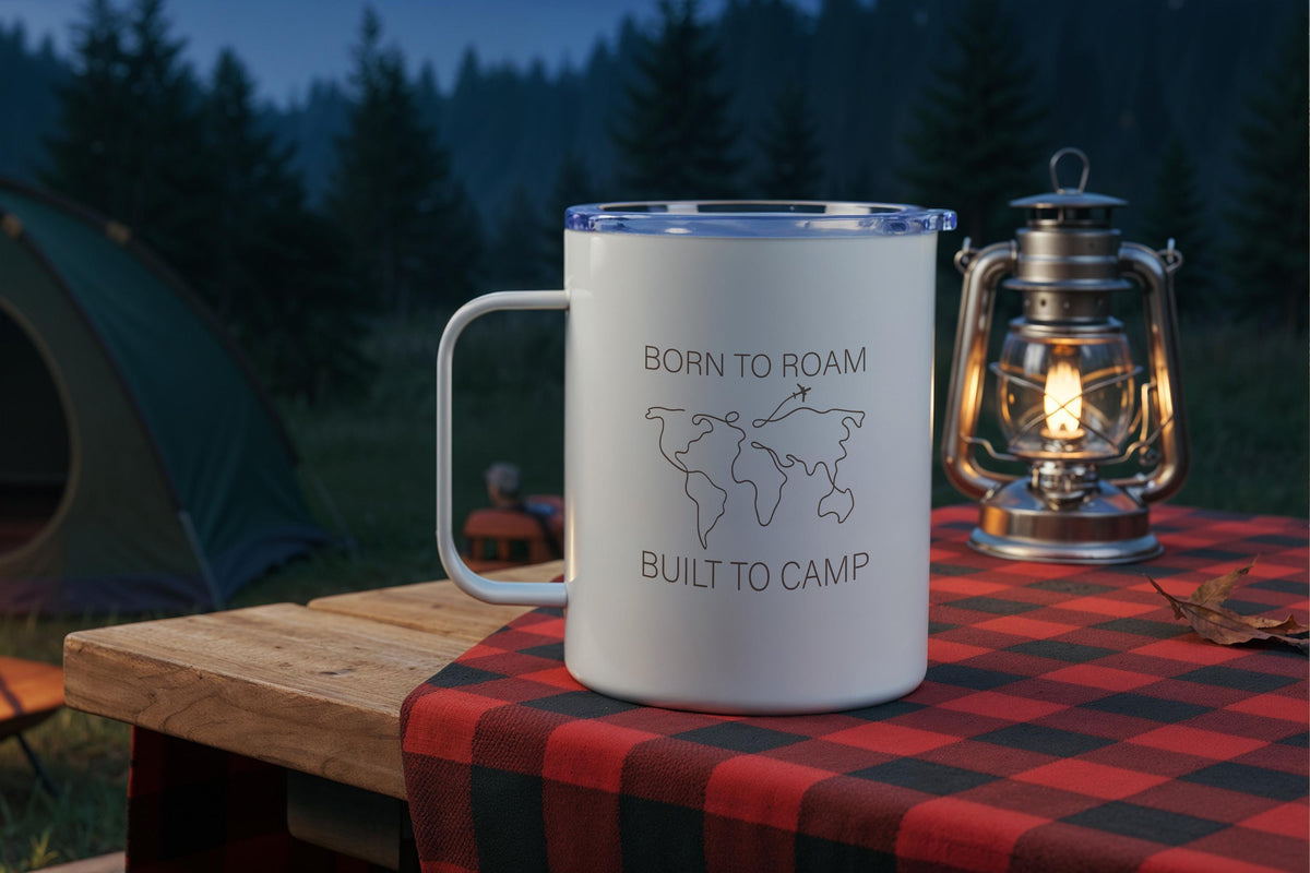 Camping Mug, Campfire Adventure Cup, Glamping Travel Mugs, Nature Lover Gift
