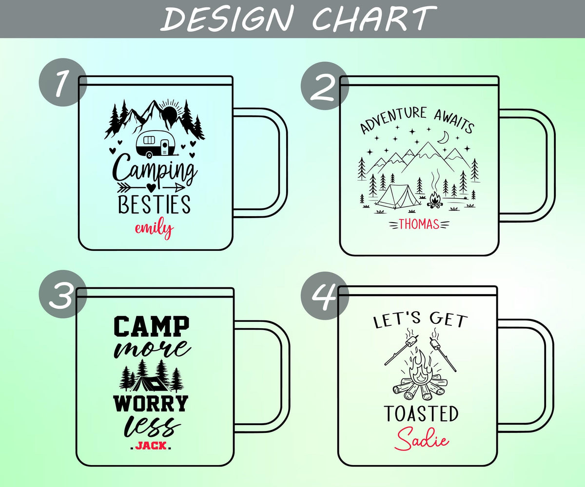 Custom Camp More Worry Less Mug, Personalized Name Camping Mugs, Happy Camper Campfire Cup
