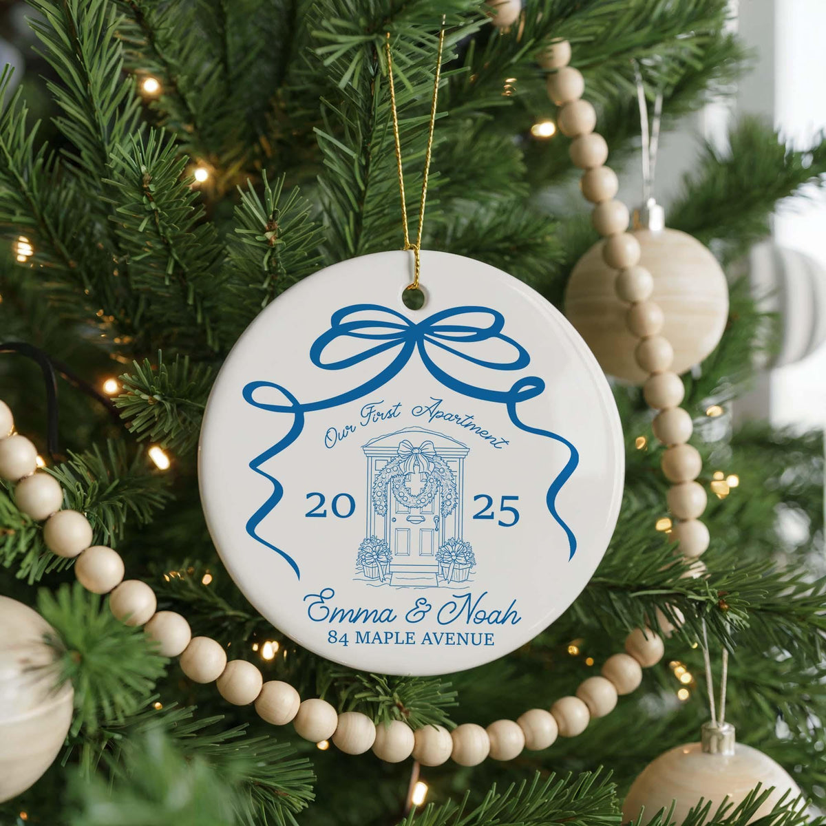 Personalized First Apartment Ceramic Ornament, New Home Keepsake
