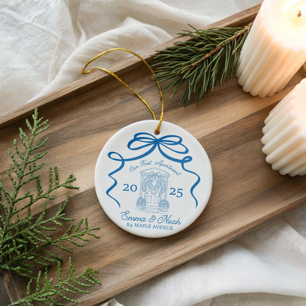 Personalized First Apartment Ceramic Ornament, New Home Keepsake