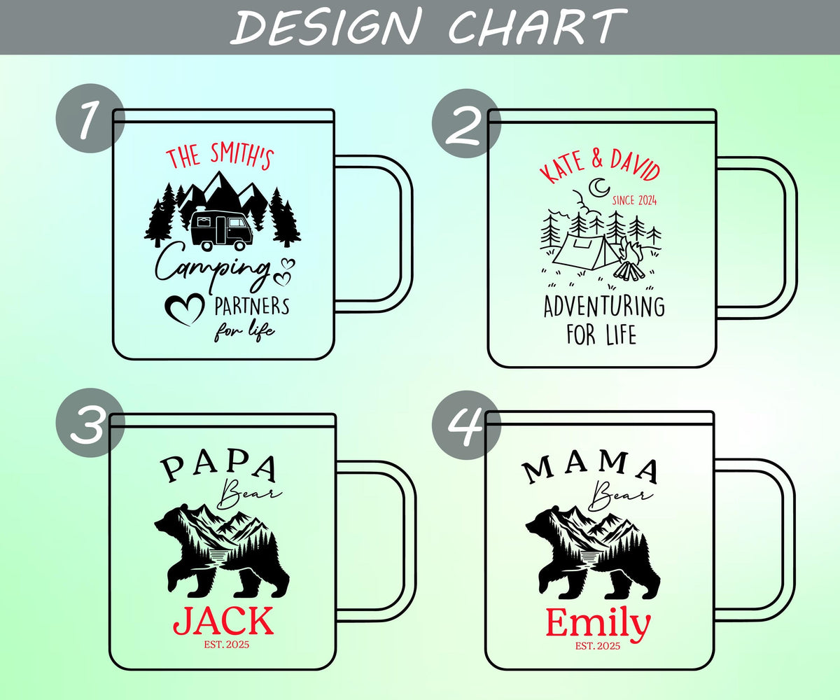 Custom Family Camping Mug, Personalized Couple Hiking Gift, Adventure Travel Mugs