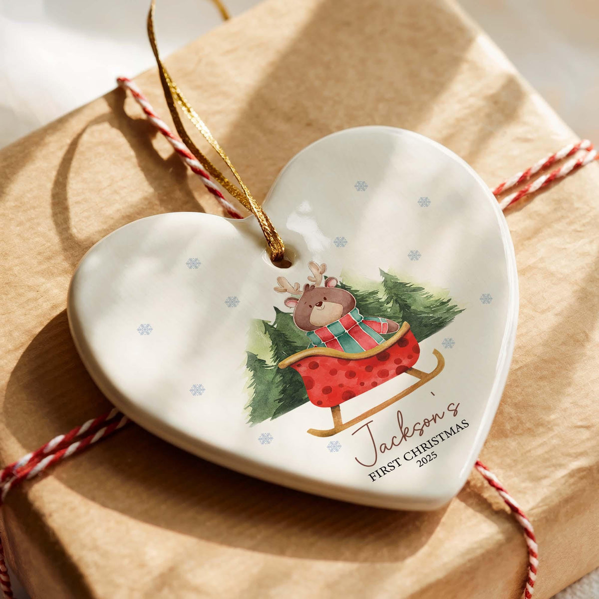 Personalized Baby's First Christmas Ornament, Custom Ceramic Keepsake