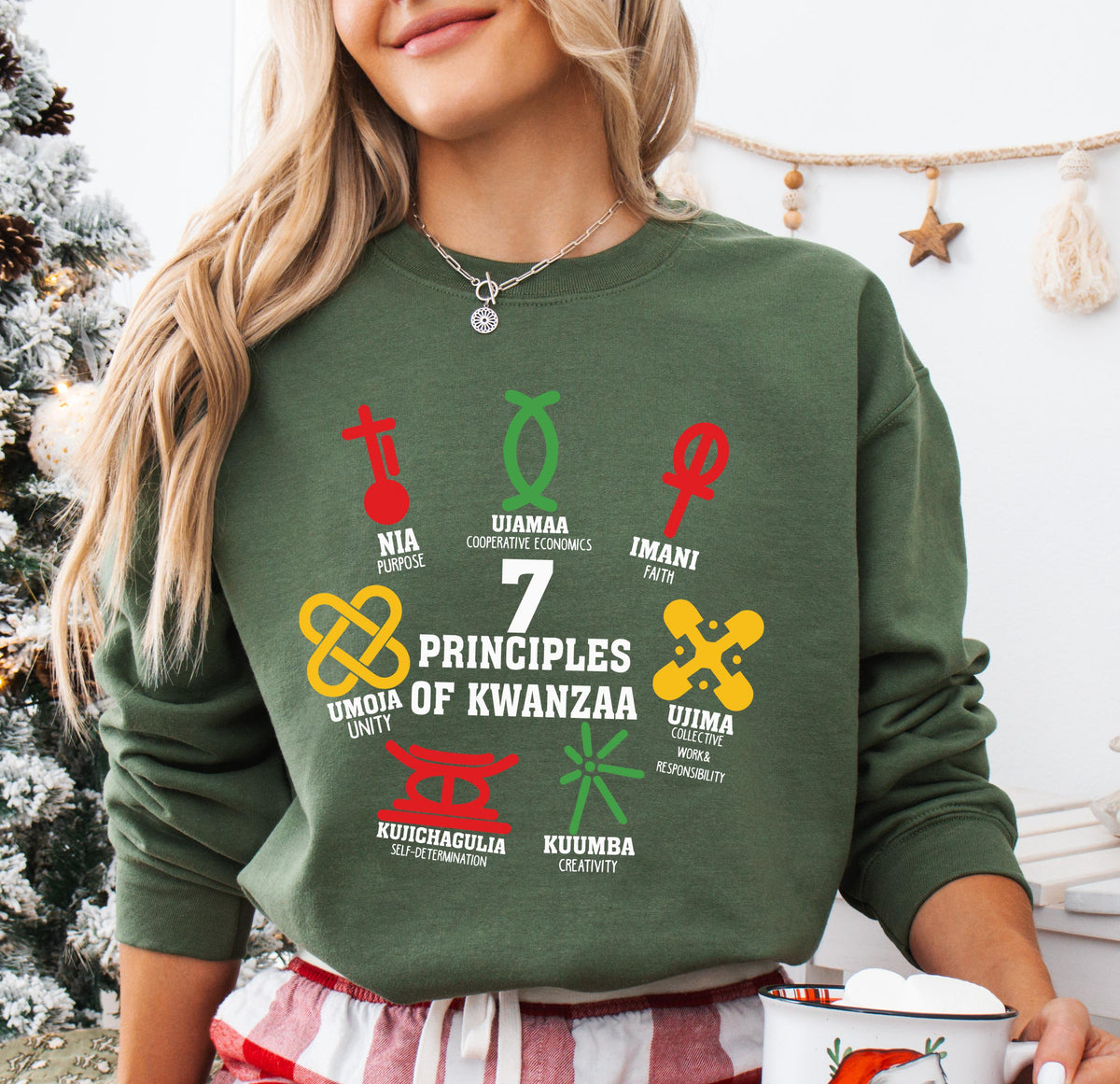 Principles Of Kwanzaa Sweatshirt, Kwanzaa Blessing Sweater, Kwanzaa 2025 Family Matching Sweater, African American Holiday Celebration Hoodie
