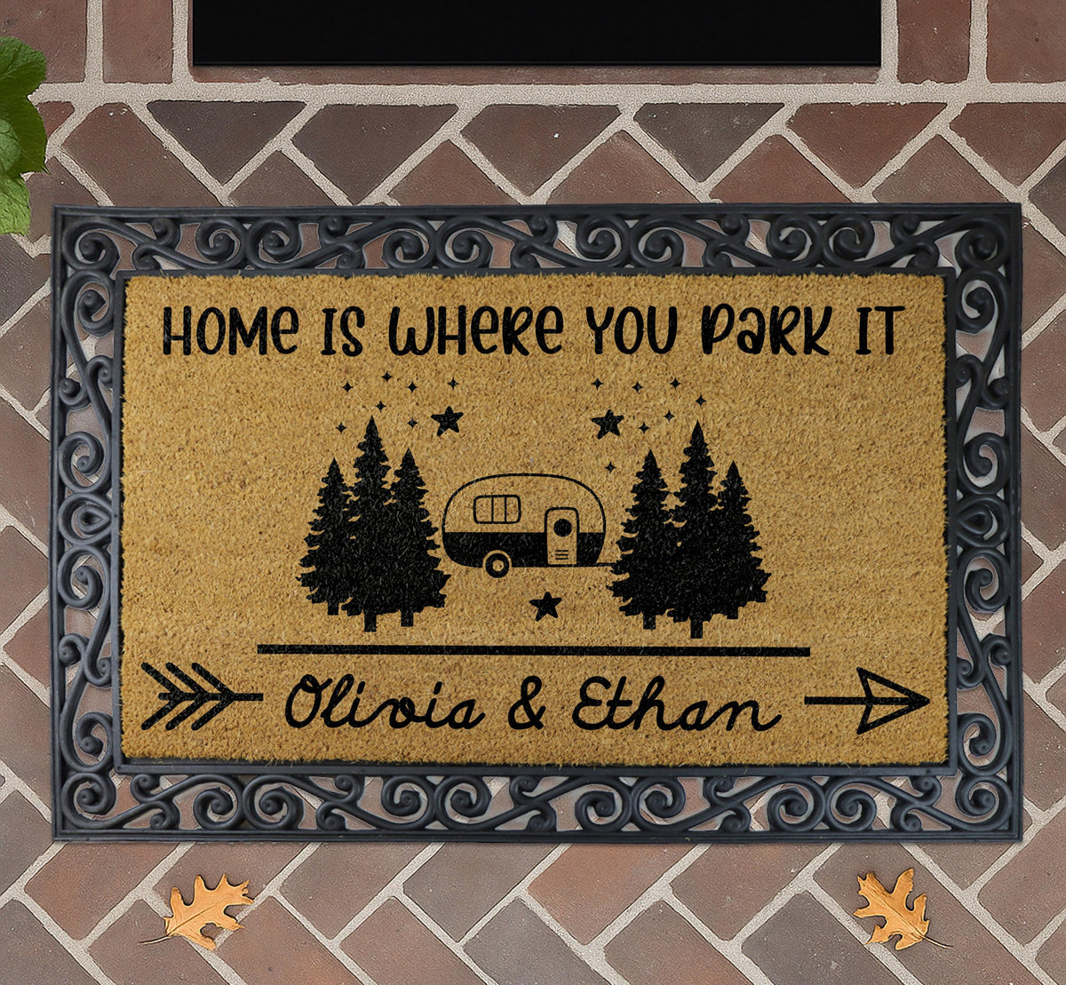 Custom Home Is Where You Park It Doormat, Personalized Name Welcome Mat, Camper RV Decor