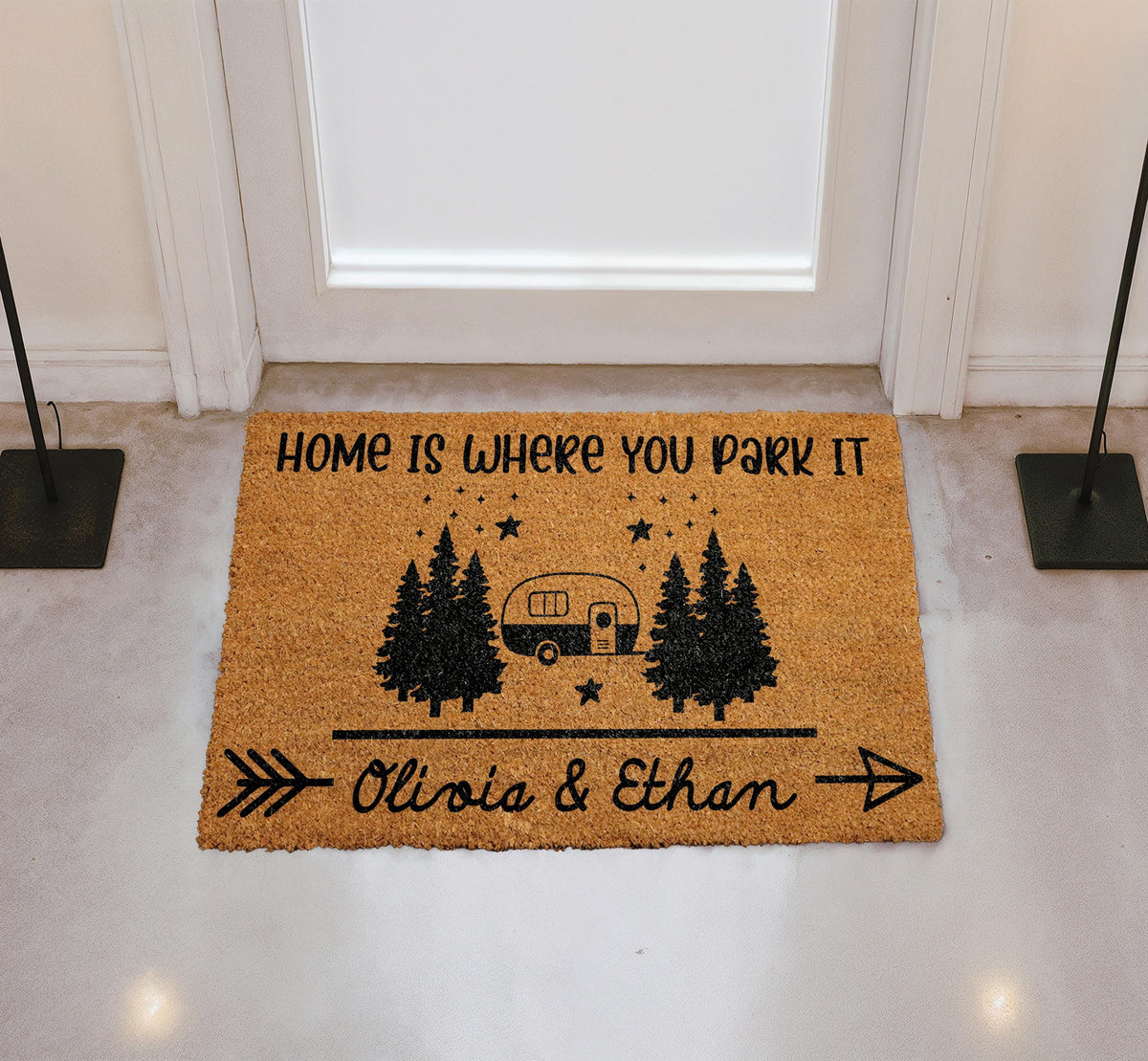 Custom Home Is Where You Park It Doormat, Personalized Name Welcome Mat, Camper RV Decor