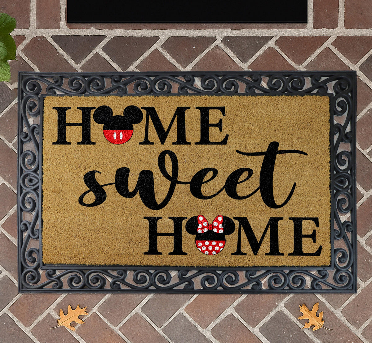 Cartoon Mouse Couple Home Sweet Home Doormat, Cute Entry Mat, Coir Door Rug, Wedding Gift