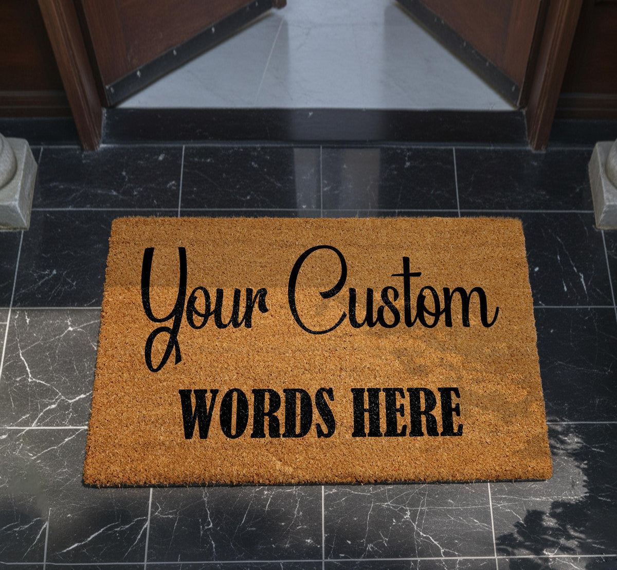 Personalized Coir Doormat, Custom Text Welcome Mat, Entryway Home Decor, Outdoor Porch Rug