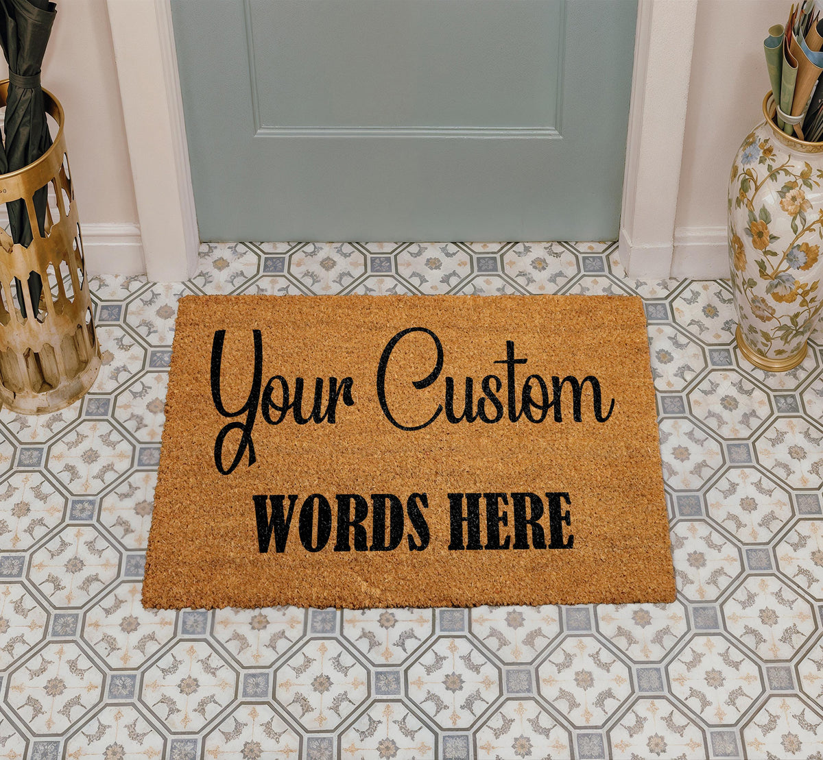 Personalized Coir Doormat, Custom Text Welcome Mat, Entryway Home Decor, Outdoor Porch Rug