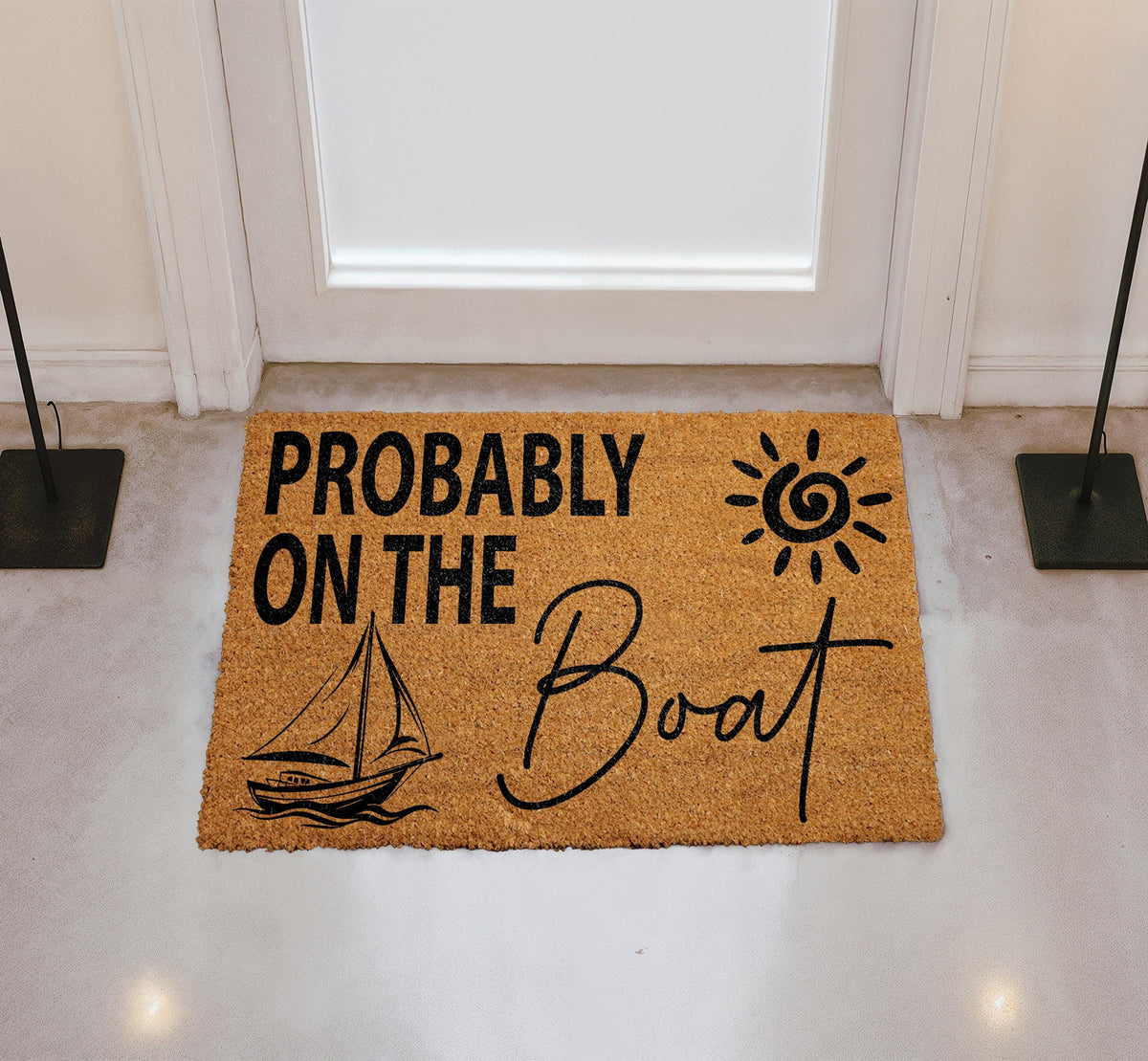 Probably On The Boat Doormat, Nautical Coir Mat, Boating Decor Door Mat