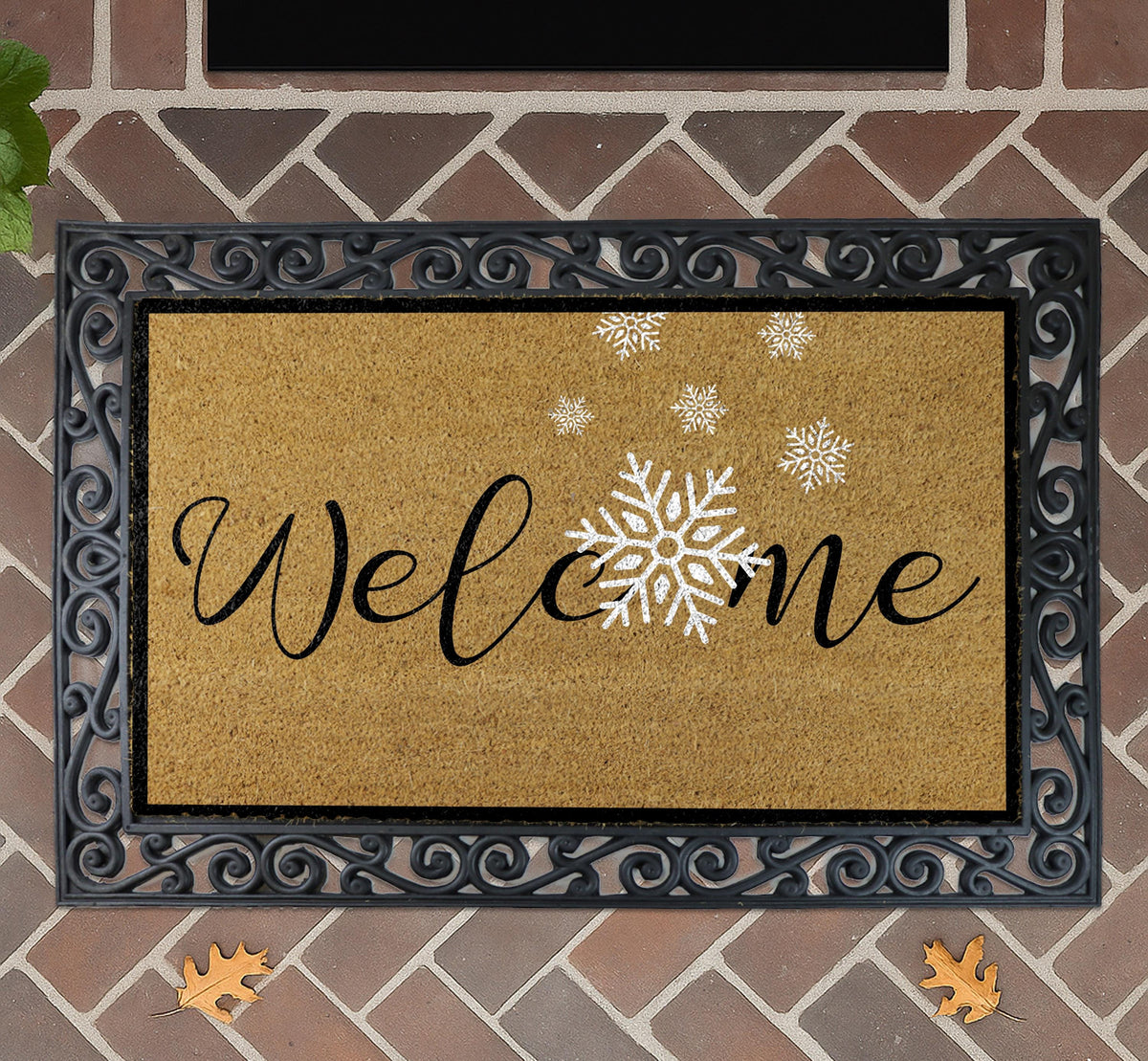 Welcome Snowflake Doormat, Winter Door Mat, Holiday Home Entrance Decor