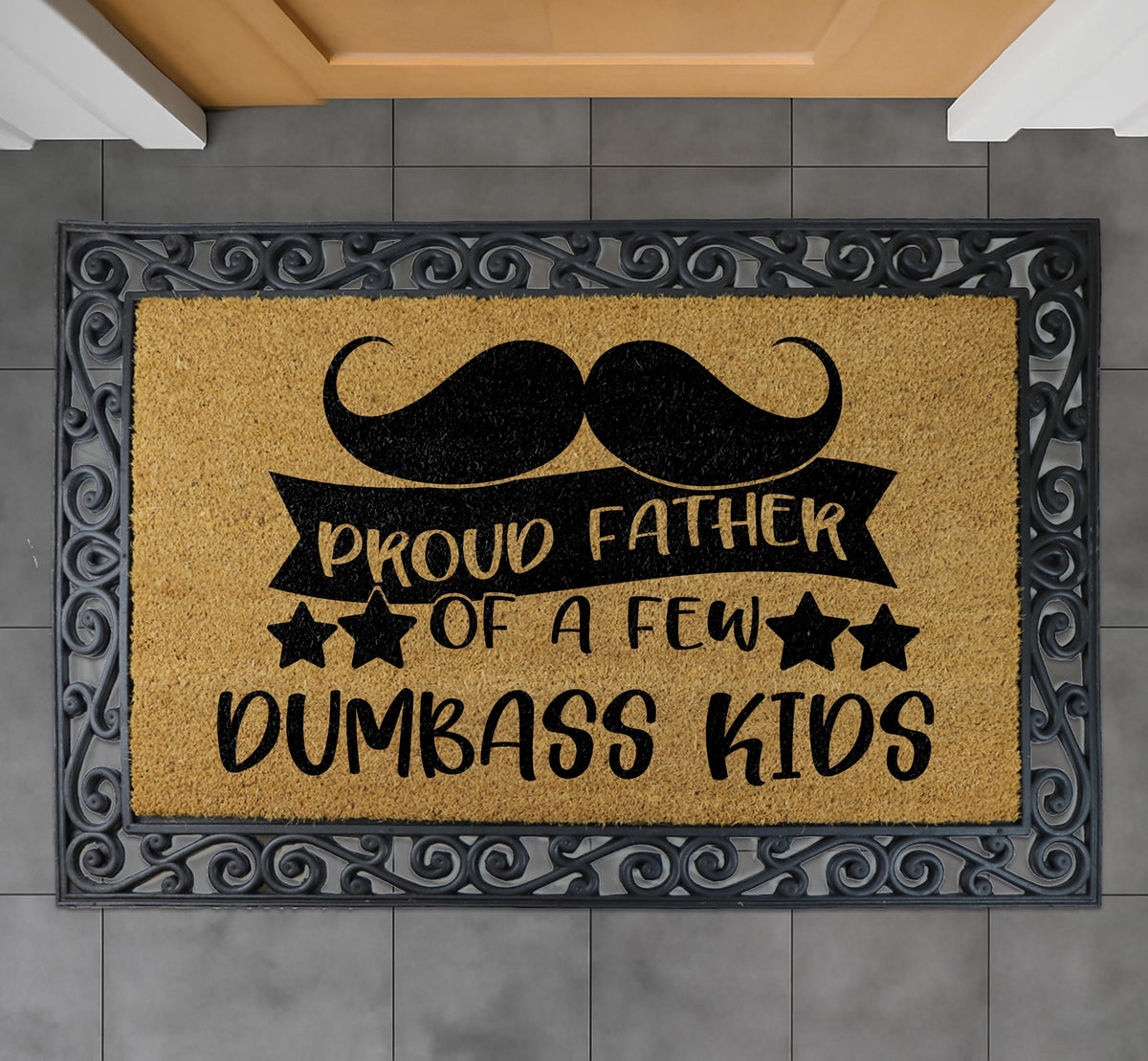 Proud Father Funny Coco Doormat, Humorous Dad Welcome Mat, Dad Joke Front Door Mat