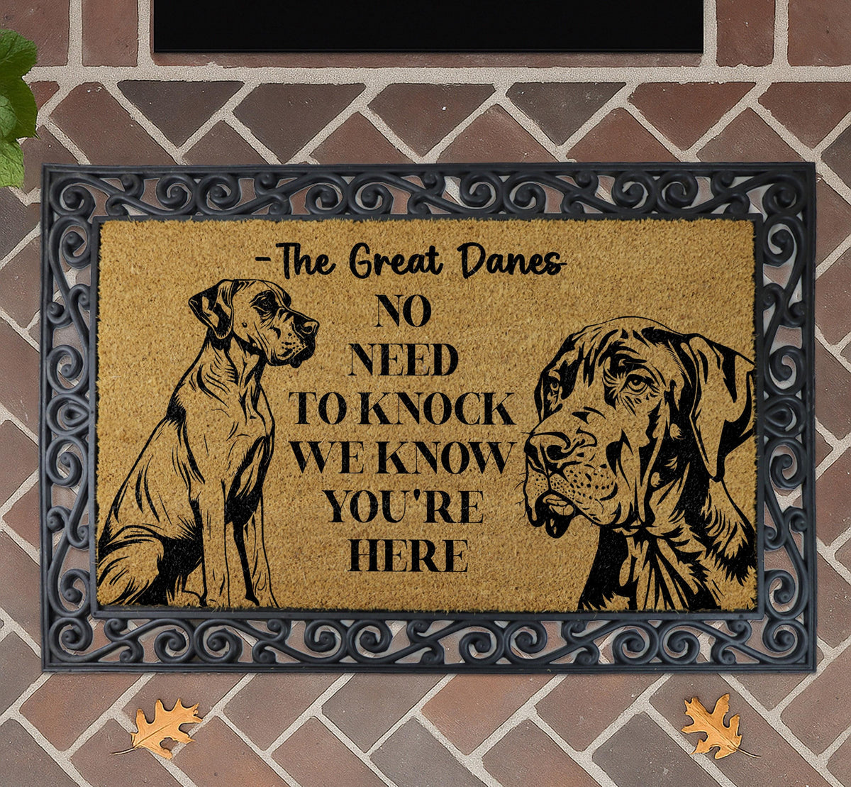 No Need to Knock Dog Doormat, Dog Lover Housewarming Gift, The Great Danes Welcome Mat