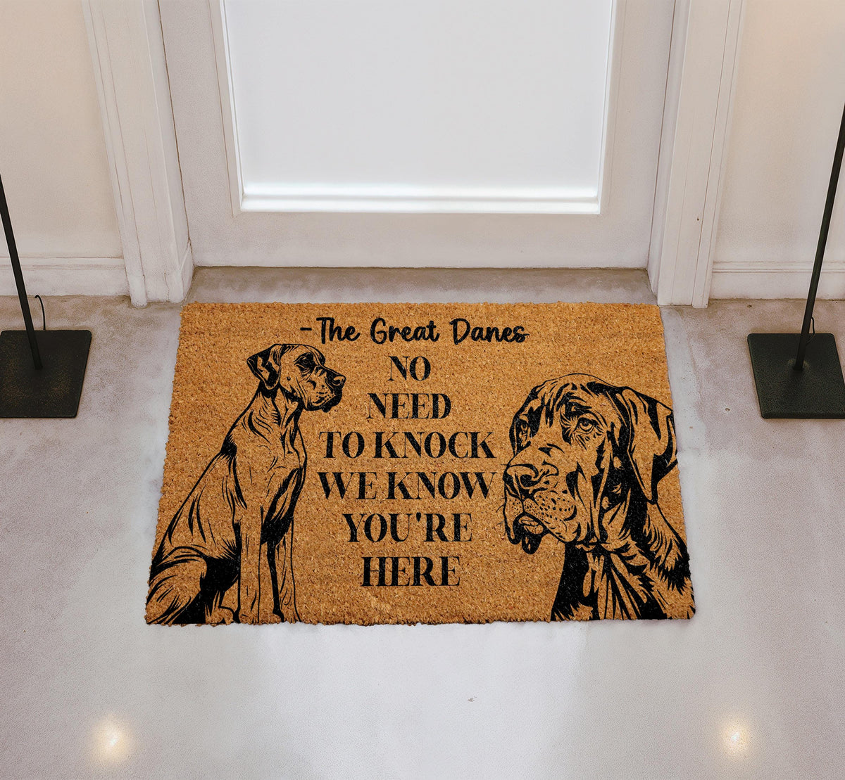 No Need to Knock Dog Doormat, Dog Lover Housewarming Gift, The Great Danes Welcome Mat