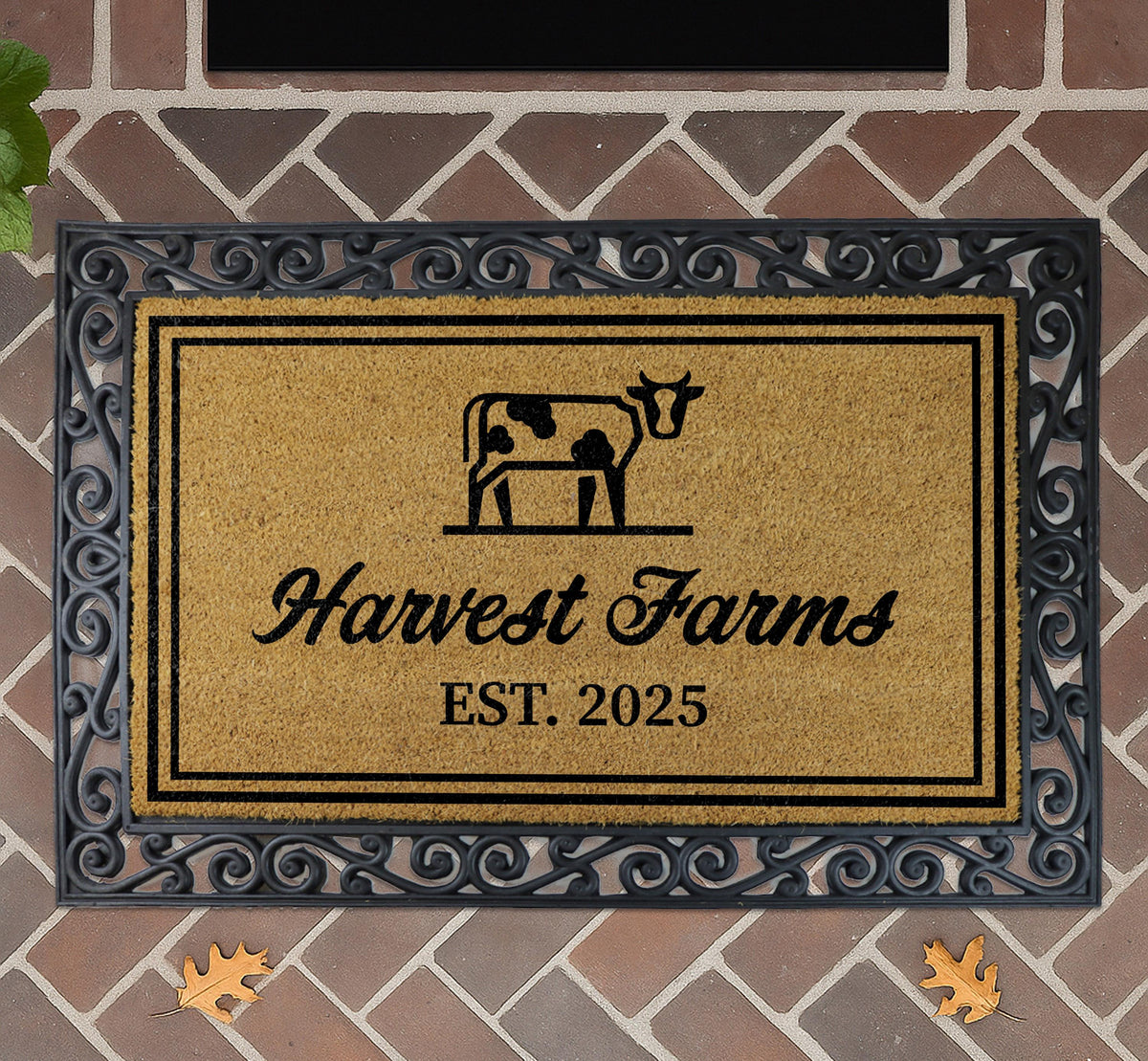 Custom Farmhouse Welcome Mat, Personalized Farm Name & Est. Year Welcome Mat