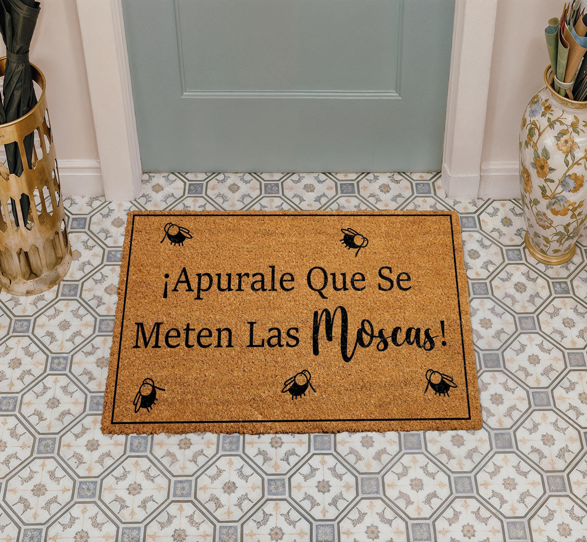 Apurale Que Se Meten Las Moscas Doormat, Funny Spanish Quote Welcome Mat, Divertido El Felpudo