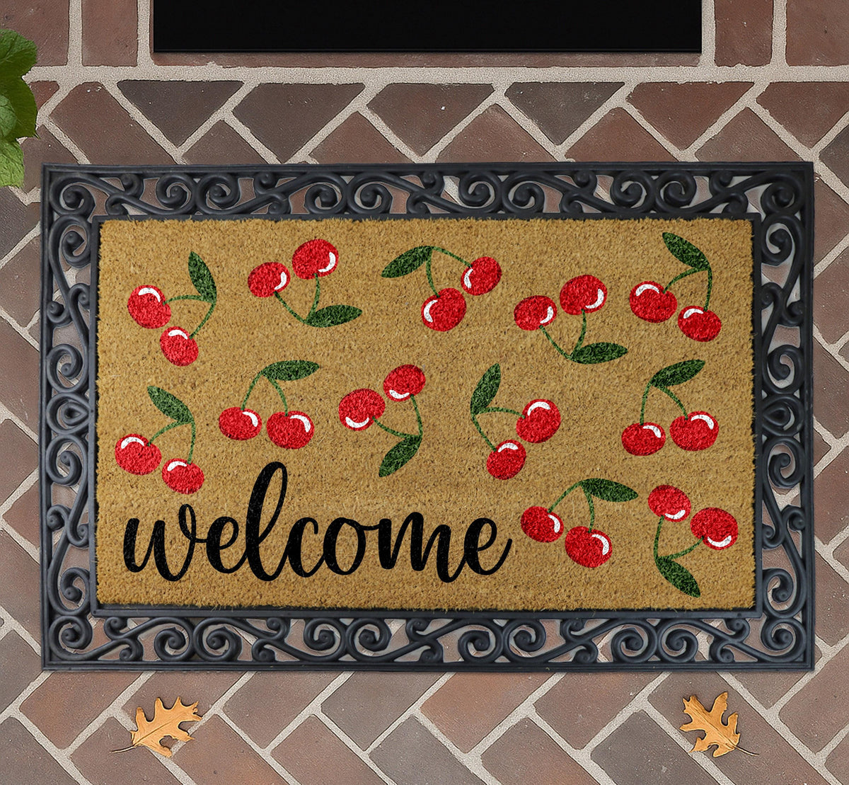 Cherry Welcome Door Mat, Summer Welcome Mat, Fruit Lover Home Entrance Decor