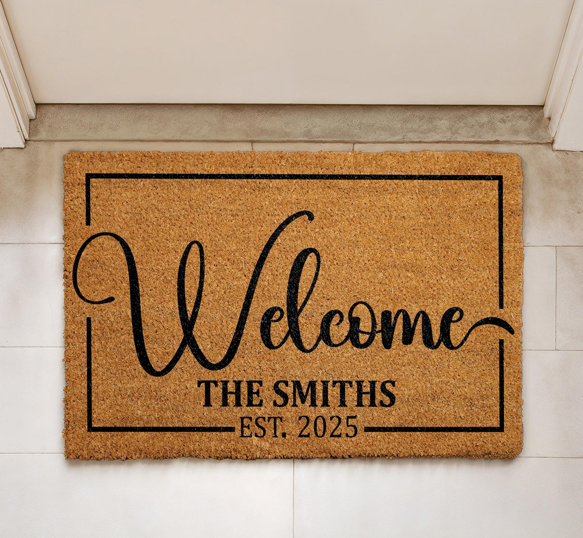 Custom Family Name Doormat, Home Entry Coir Doormat, Personalized Entryway Mat