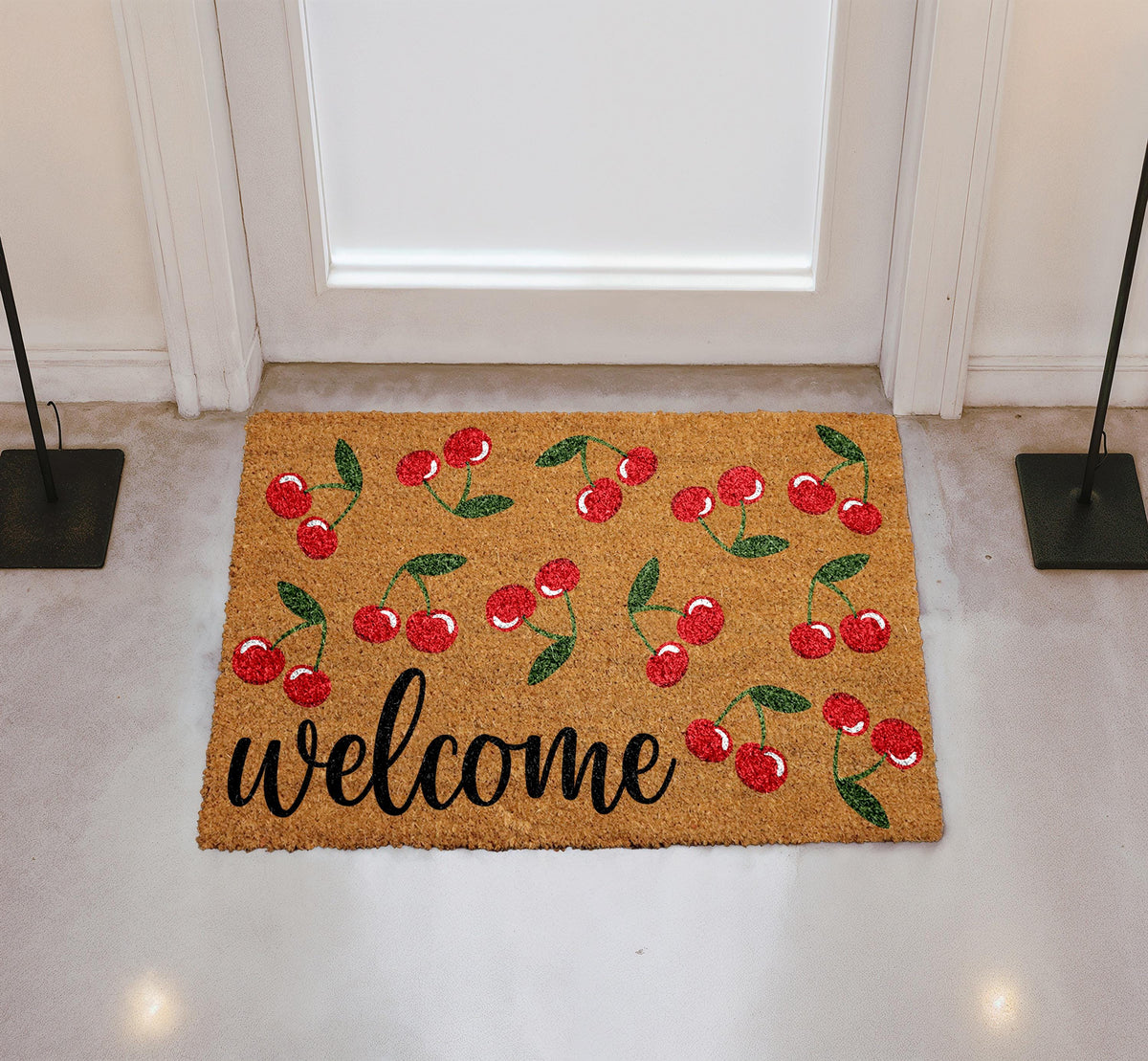 Cherry Welcome Door Mat, Summer Welcome Mat, Fruit Lover Home Entrance Decor