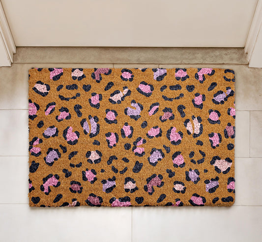 Leopard Print Doormat, Chic Leopard Pattern Door Mat, Outdoor Safari Style Welcome Mat