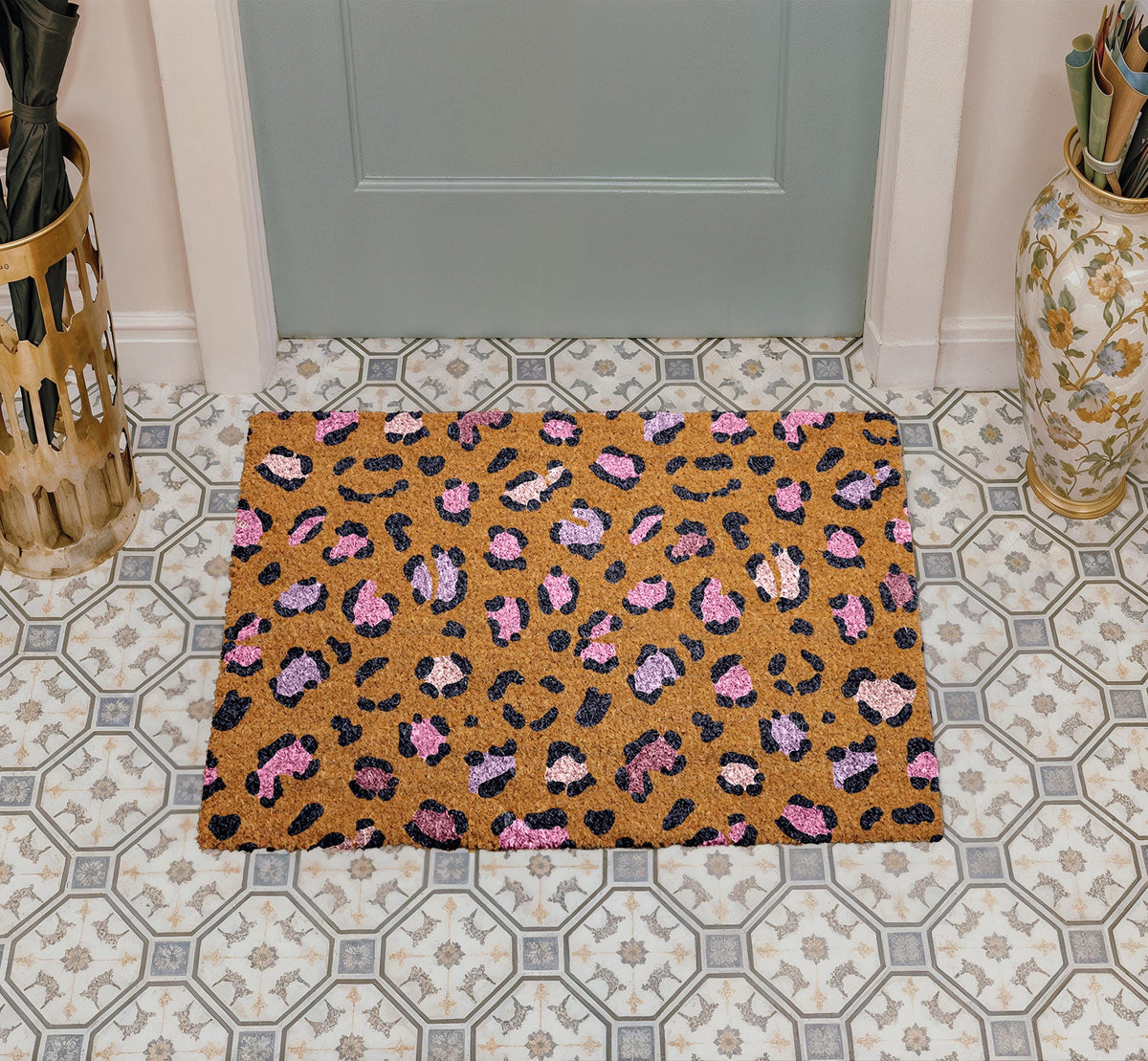 Leopard Print Doormat, Chic Leopard Pattern Door Mat, Outdoor Safari Style Welcome Mat