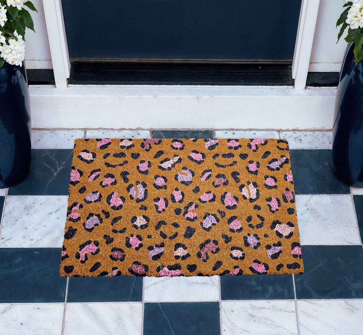Leopard Print Doormat, Chic Leopard Pattern Door Mat, Outdoor Safari Style Welcome Mat