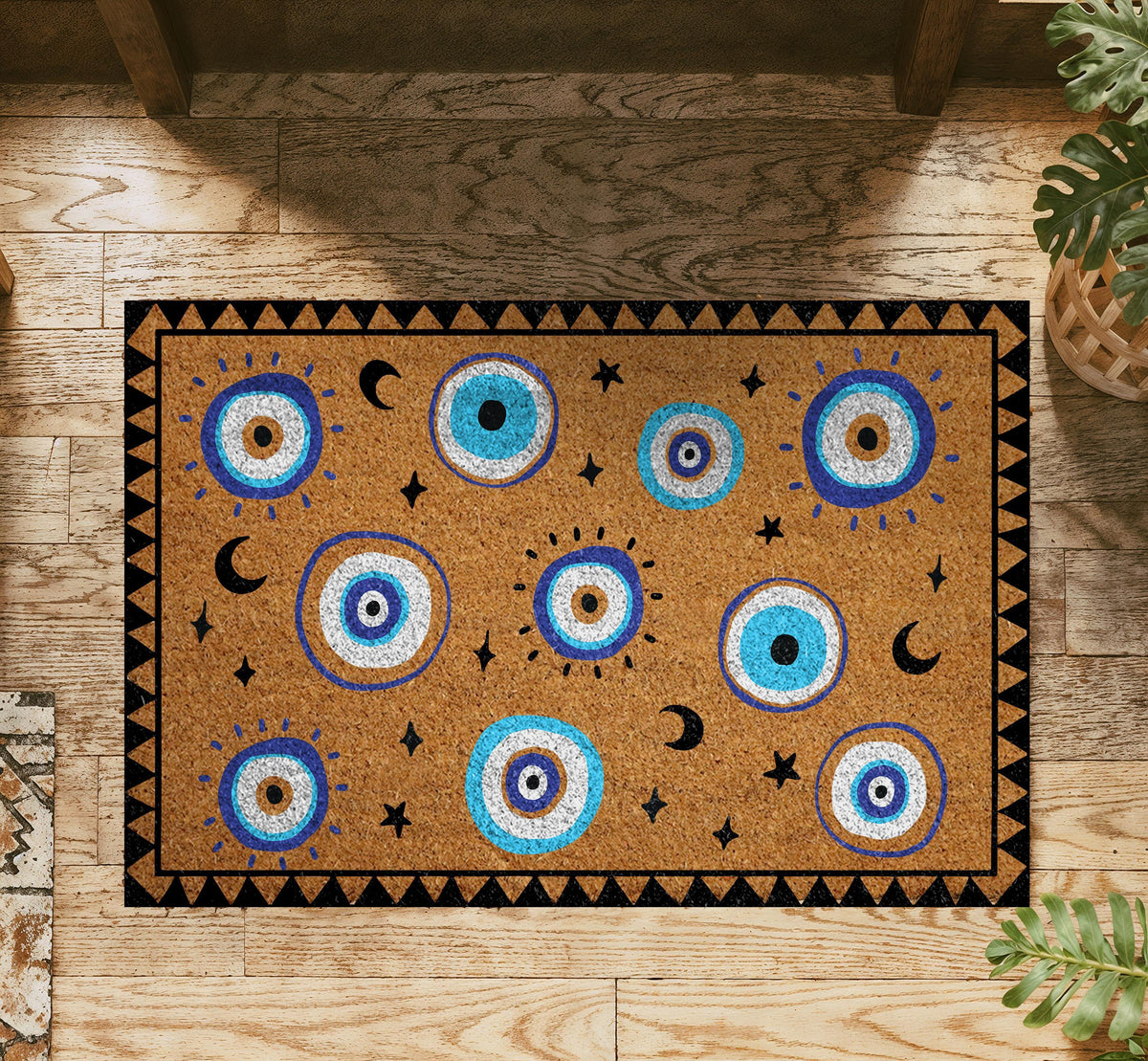 Celestial Evil Eye Doormat, Spiritual Front Door Welcome Mat, Mystical Housewarming Gift