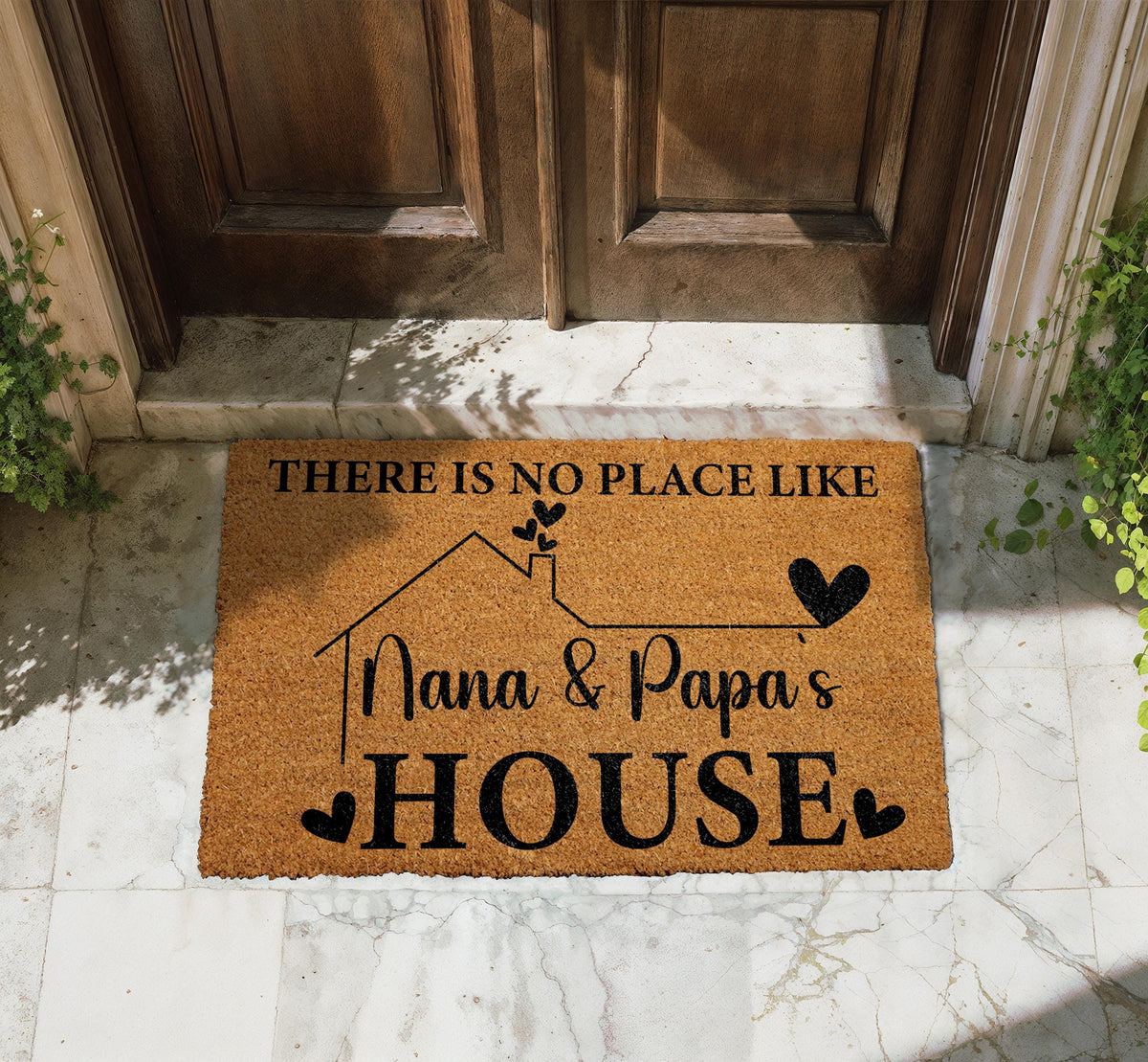 There Is No Place Like Nana & Papa's House Doormat, Custom Grandparents Welcome Mat