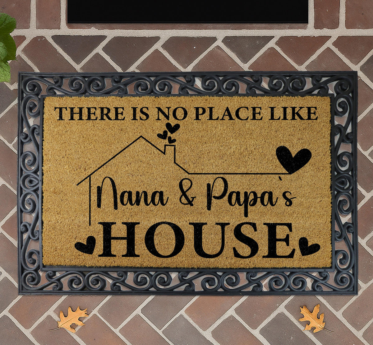 There Is No Place Like Nana & Papa's House Doormat, Custom Grandparents Welcome Mat