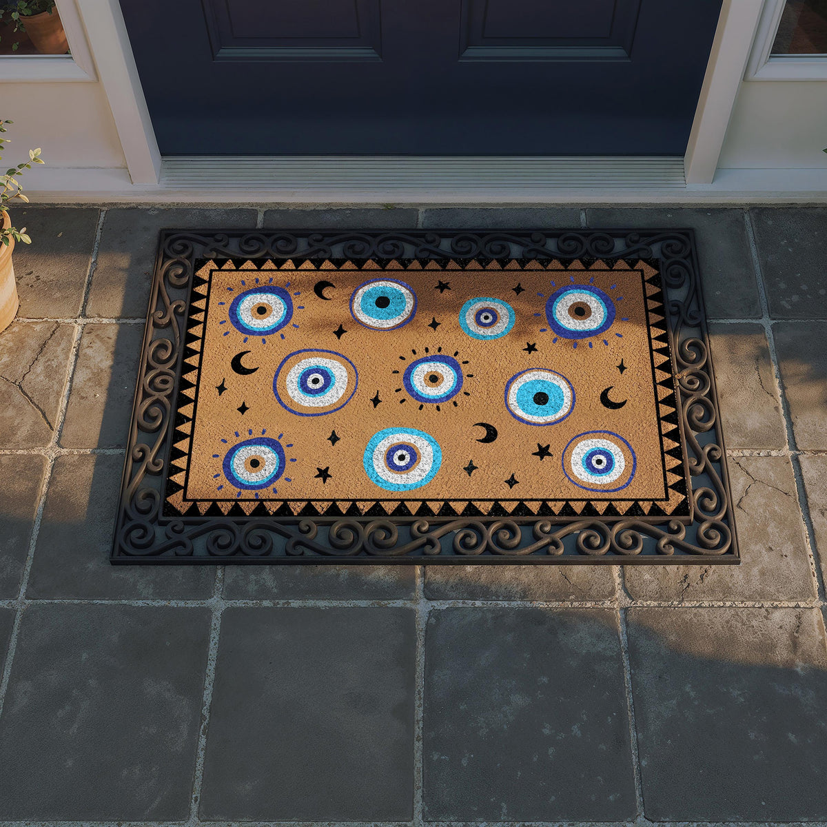 Celestial Evil Eye Doormat, Spiritual Front Door Welcome Mat, Mystical Housewarming Gift