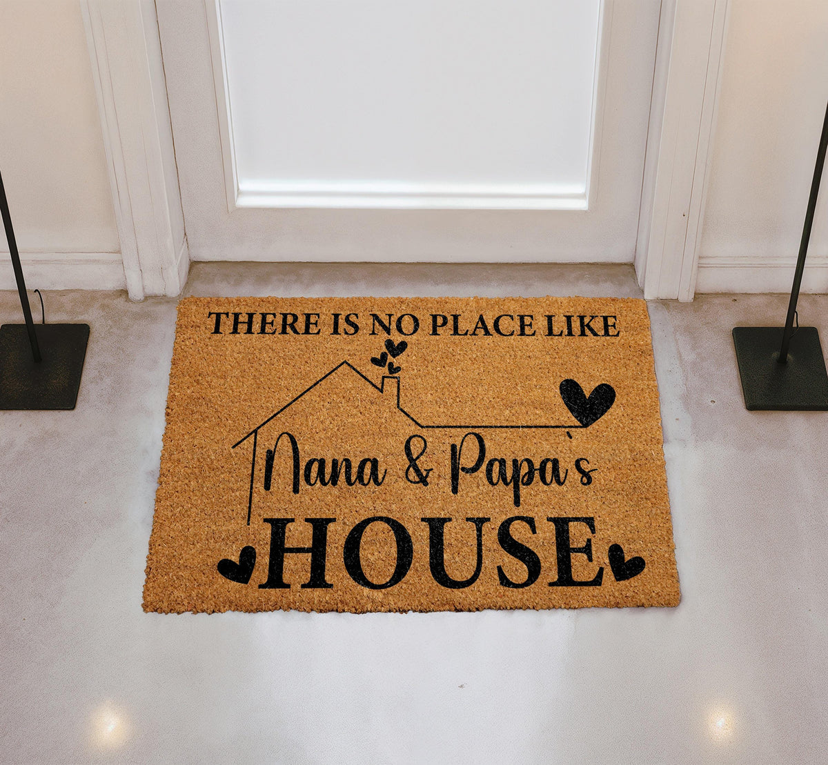 There Is No Place Like Nana & Papa's House Doormat, Custom Grandparents Welcome Mat