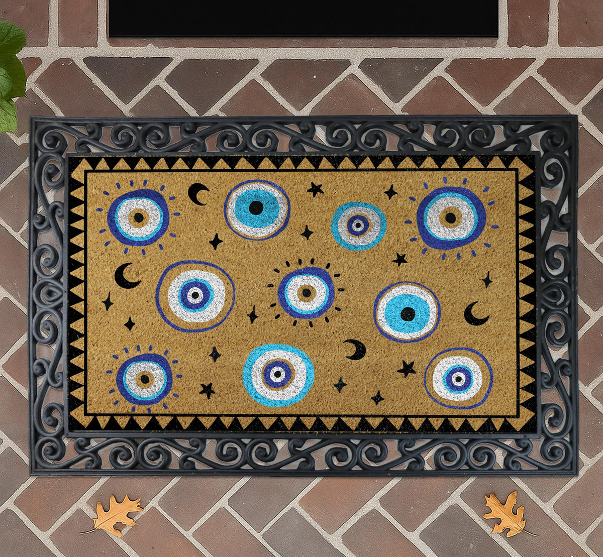 Celestial Evil Eye Doormat, Spiritual Front Door Welcome Mat, Mystical Housewarming Gift